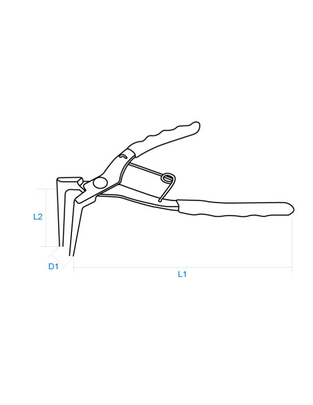 PINCE A CIRCLIPS INTERIEUR COUDEE 90° 175mm POINTES LONGUES
