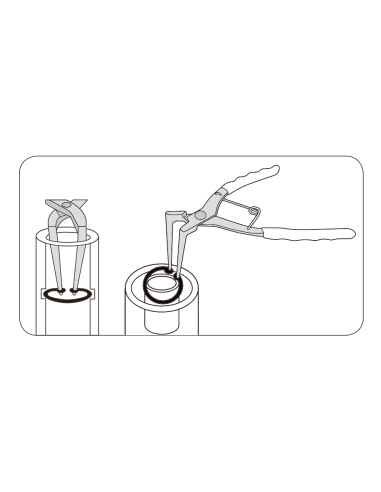 PINCE A CIRCLIPS INTERIEUR COUDEE 90° 175mm POINTES LONGUES