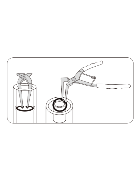 PINCE A CIRCLIPS INTERIEUR COUDEE 90° 175mm POINTES LONGUES