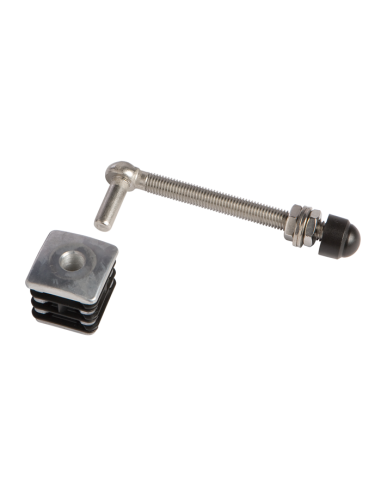 CHARNIERE + BOUCHONS ALU PROFIL 40x40 + TIGE FILETEE 130mm