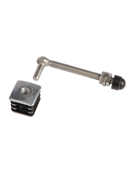 CHARNIERE + BOUCHONS ALU PROFIL 40x40 + TIGE FILETEE 130mm