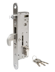 SERRURE A ENCASTRER INOX AXE 35mm POUR PROFIL 60mm Mini 2
