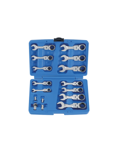 COFFRET DE CLES MIXTES A CLIQUET COURTES A TETE INCLINABLE - 16 PCS