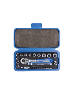 COFFRET DE DOUILLES METRIQUES ET ACCESSOIRES 1/4" - 25 PCS