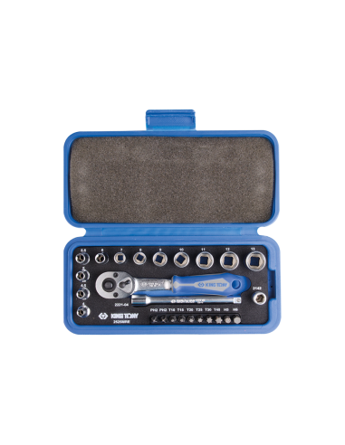 COFFRET DE DOUILLES METRIQUES ET ACCESSOIRES 1/4" - 25 PCS