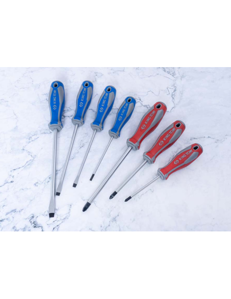 JEU DE TOURNEVIS AIMANTE A FENTE + POZIDRIV - 7 PCS