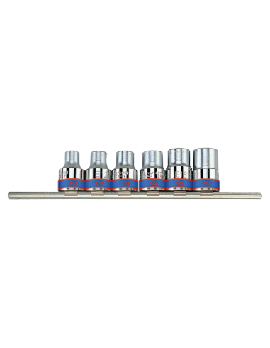 RAIL DE DOUILLES 1/2" TORX E10 A E20 - 6 PCS