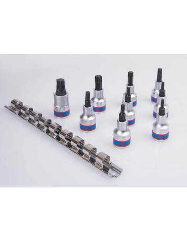 RAIL DE DOUILLES 1/2" TORX - 9 PCS