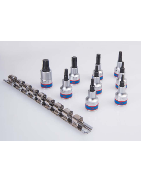 RAIL DE DOUILLES 1/2" TORX - 9 PCS