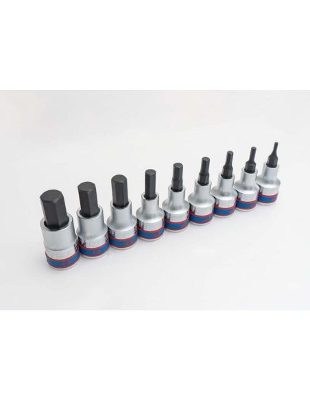 RAIL DE DOUILLES 1/2" 6 PANS - 9 PCS