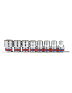 JEU DE 8 DOUILLES 1/2'' SUR RAIL - 8 PCS
