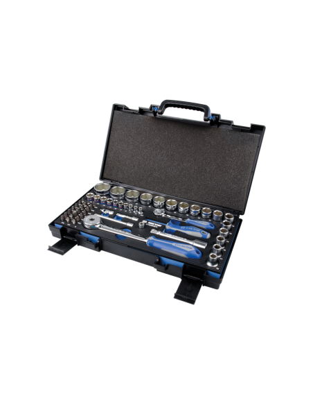 COFFRET DE DOUILLES EVA 1/4" ET 1/2" 6 PANS METRIQUE + ACCESSOIRES - 55 PCS