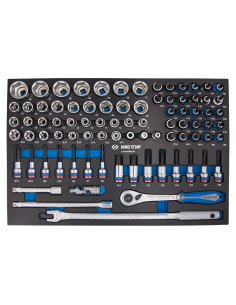 PLATEAU EVAWAVE DE DOUILLES, TORX, XZN ET 6 PANS + ACCESSOIRES 1/2" - 84 PCS