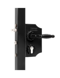 SERRURE STYLE FER FORGE + GRAND COFFRE POUR PROFIL CARRES de 30 à 50 mm