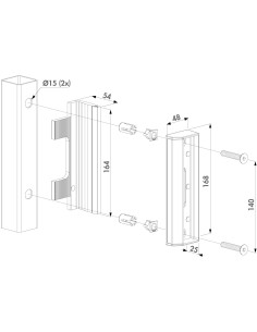 GACHE REGLABLE INOX POUR PROFIL CARRE 2