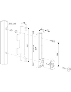 GACHE DE SECURITE INOX EN APPLIQUE POUR Fortylock, Fiftylock et Sixtylock 2