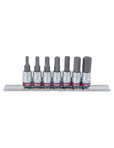JEU DE DOUILLES TOURNEVIS 6 PANS EN POUCES 1/4" SUR RAIL - 7 PCS