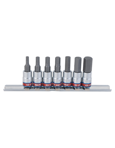 JEU DE DOUILLES TOURNEVIS 6 PANS EN POUCES 1/4" SUR RAIL - 7 PCS