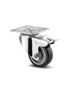 ROULETTE PIVOTANTE AVEC FREIN SUR PLATINE 60x60mm D50mm
