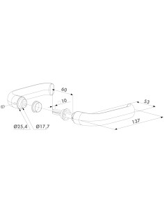 PAIRE DE POIGNEES ALUMINIUM 8mm AVEC CARRE 60mm 2