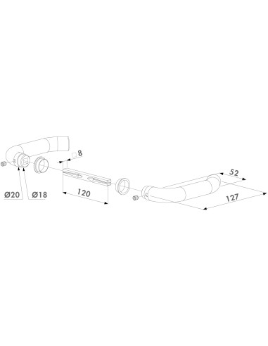 PAIRE DE POIGNEES EN ACIER INOX CARRE DE 8mm - Long. 120mm
