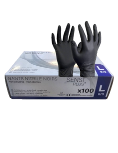 GANTS NITRILE NOIRS - BOITE DE 100