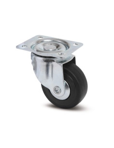 ROULETTE PIVOTANTE NOIR A PLATINE D50mm