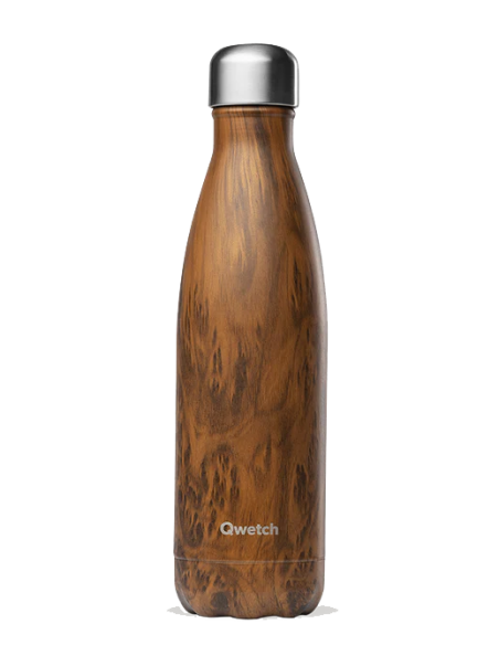BOUTEILLE ISOTHERME MARRON WOOD DOUBLE PAROI