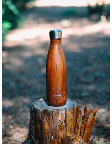 BOUTEILLE ISOTHERME MARRON WOOD DOUBLE PAROI