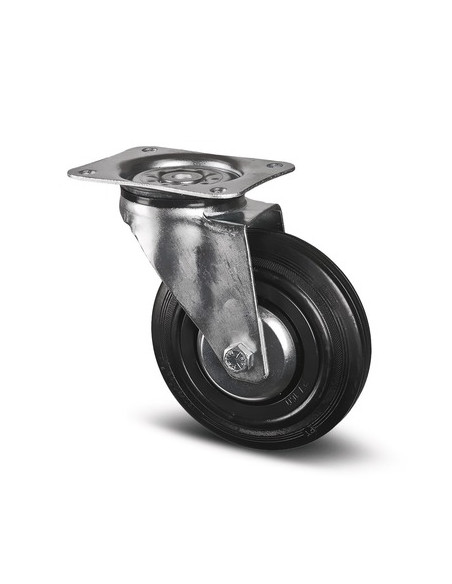 ROULETTE PIVOTANTE NOIR A PLATINE D80mm
