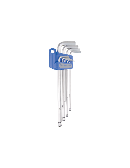 JEU DE CLES MALES 6 PANS LONGUES A TETE SPHERIQUE - 9 PCS