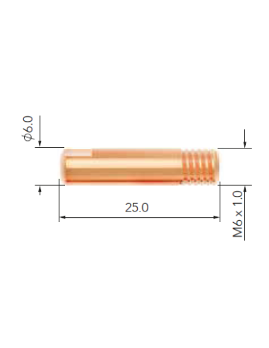 TUBES CONTACT LAVA MIG 15-M6X0.8XL25mm