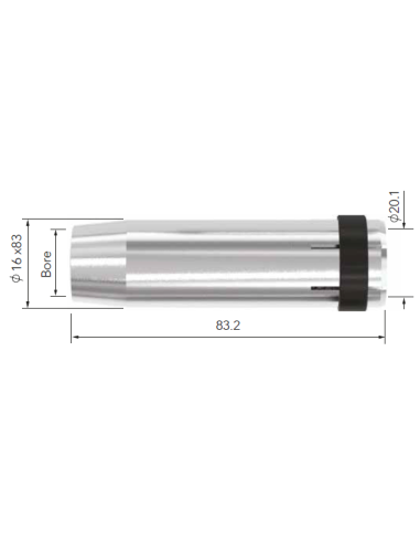 BUSE LAVA MIG 35 -Ø16X83X1,5mm CONIQUE