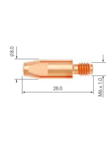TUBES CONTACT LAVA MIG 25-M6X1.0XL28mm