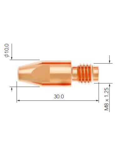 TUBES CONTACT LAVA MIG 35/40/50W-M8X0.8XL30
