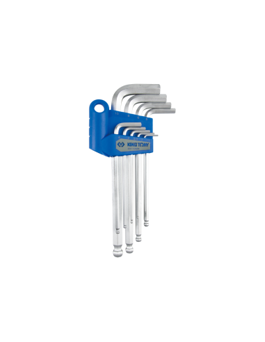 JEU DE CLES MALES 6 PANS LONGUES TETE SPHERIQUE - 9 PCS (H1,5 à H10)