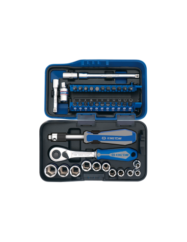 COFFRET DE DOUILLES METRIQUES 1/4" + ACCESOIRES ATOM - 39 PCS