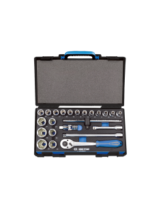 COFFRET DE DOUILLES 1/2" 6 PANS METRIQUE + ACCESSOIRES - 23 PCS