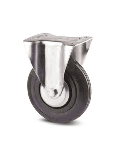 ROULETTE FIXE NOIR A PLATINE D100mm