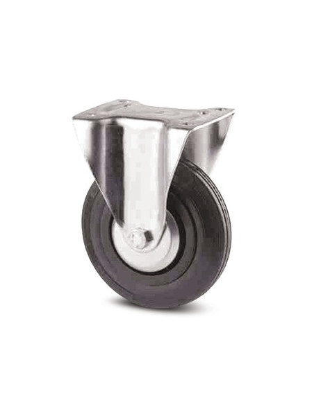 ROULETTE FIXE NOIR A PLATINE D100mm