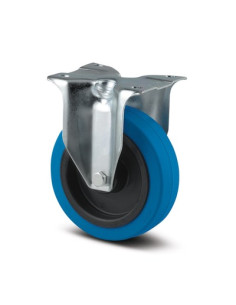 ROULETTE BLEU FIXE A PLATINE D100mm