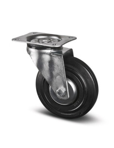 ROULETTE PIVOTANTE NOIR A PLATINE D100mm