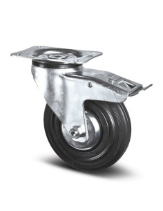 ROUE PIVOTANTE FREIN NOIR A PLATINE D125mm